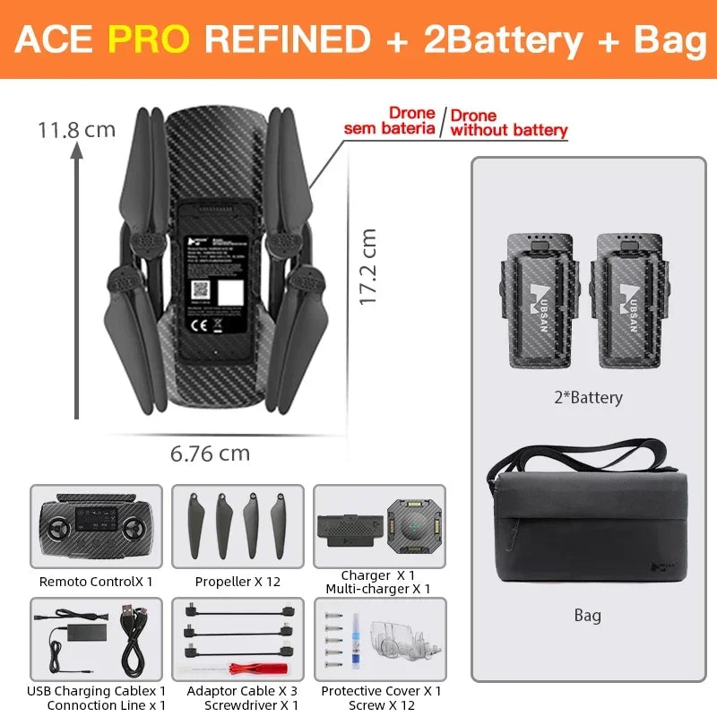 Hubsan ACE PRO Refined Drone With 4K HD Camera 15KM WIFI 3-axis Gimbal Brushless Quadcopter Obstacle Avoidance Professional Dron