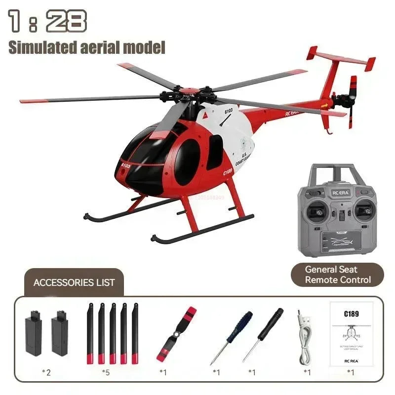 In Stock Rc Era New 1:28 C189 Bird Rc Helicopter Tusk Md500 Dual Brushless Simulation Model 6-axis Gyro Simulation Model Toys