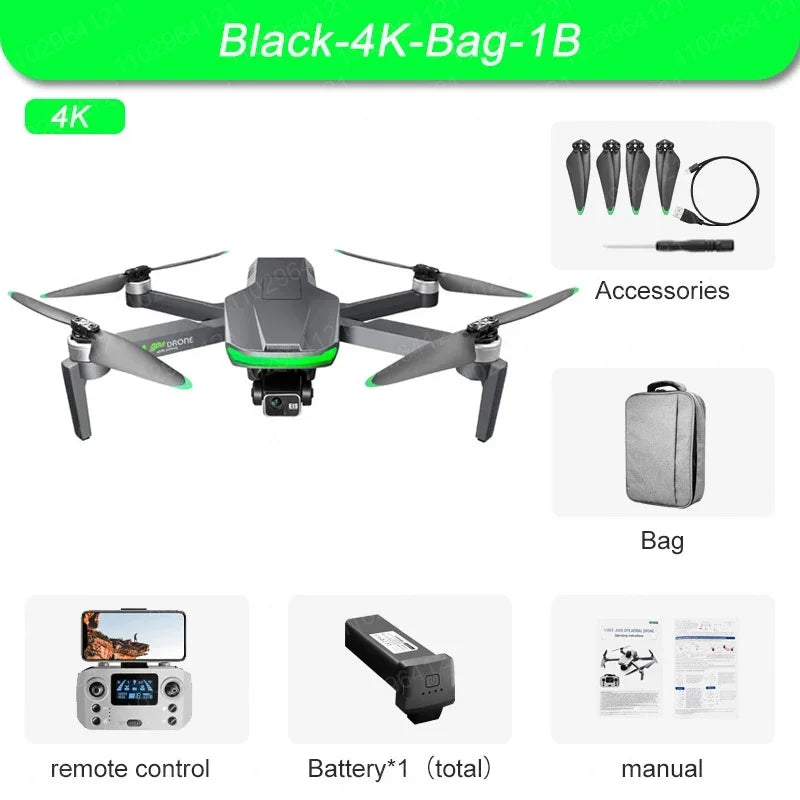 S155 pro GPS Drone with 4K HD Camera Aerial FPV 8K 3-Axis Anti-Shake Gimbal Brushless Motor Obstacle Avoidance for Toys