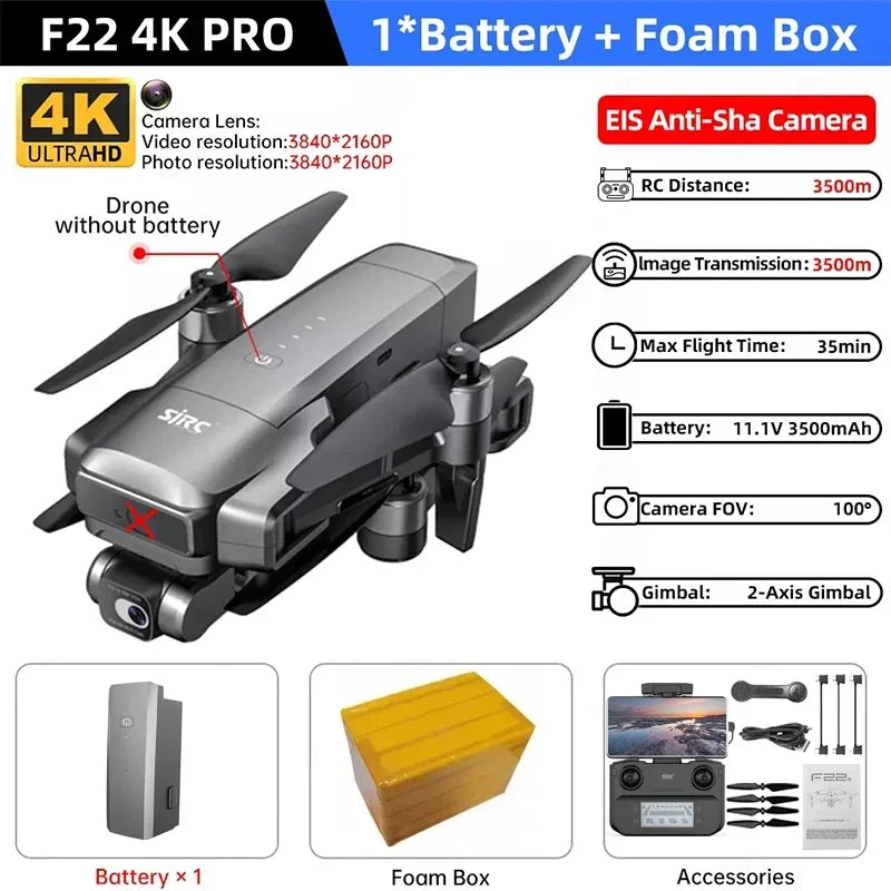 IN Stock SJRC F22 / F22S 4K Pro GPS Drone 4K Profesional RC Quadcopter With Camera 2 Axis Stabilized Gimbal 5G WiFi FPV Drones