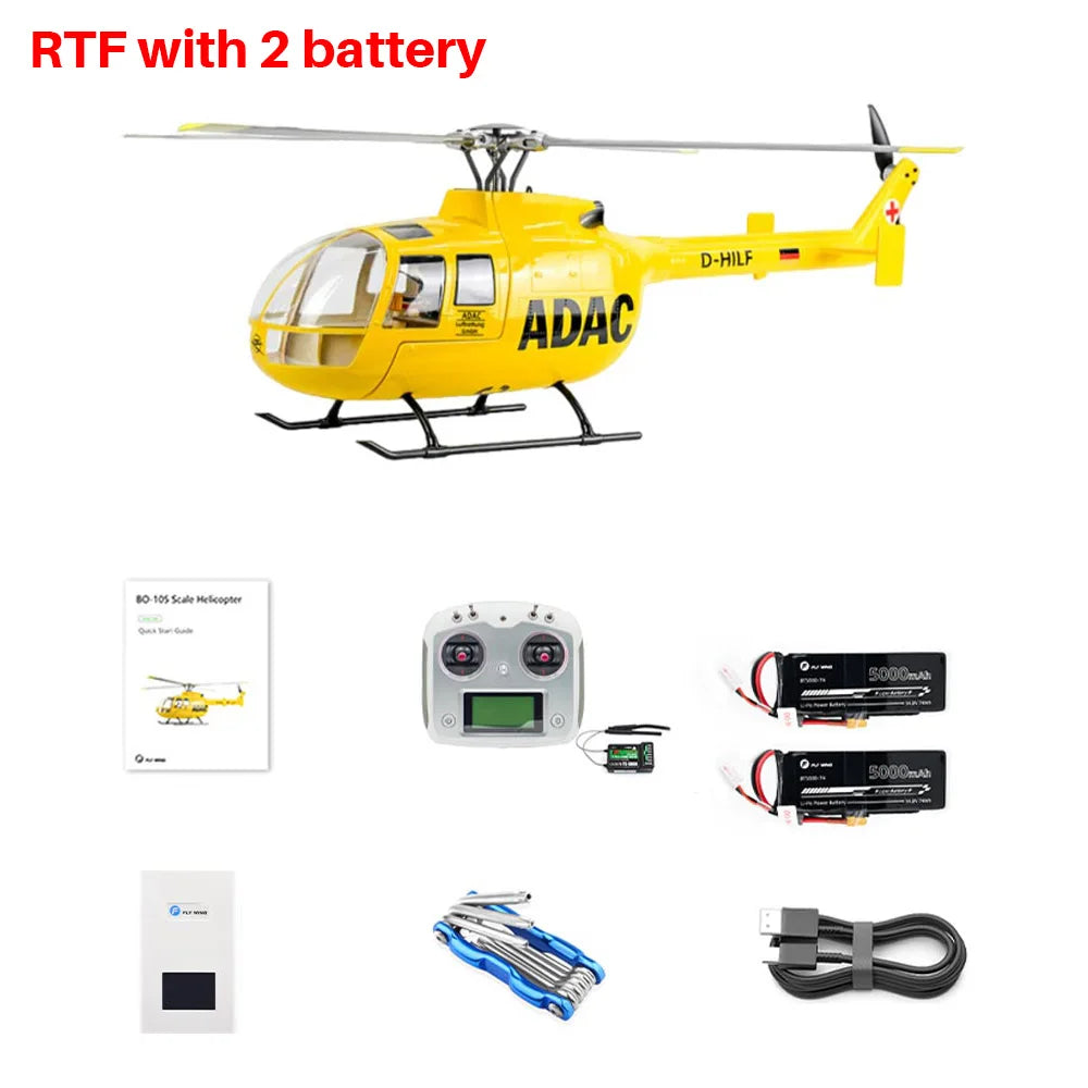 FLYWING BO105 RC Helicopter ADAC 470 class 6CH scale helicopter BO105 rc Plane 4 blades rotor head one-key return Airplane Toys