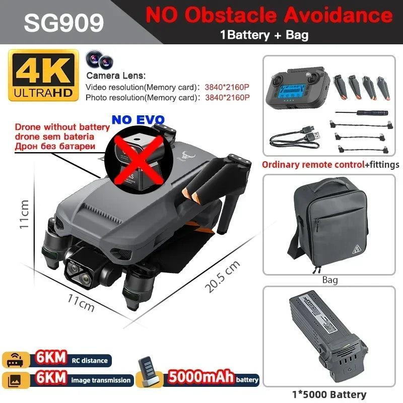 ZLL SG909 SG909MAX Professional Drone With 4K Camera 3-Axis Gimbal 5G 360 Obstacle Avoidance Touch Screen FPV Brushless RC Dron