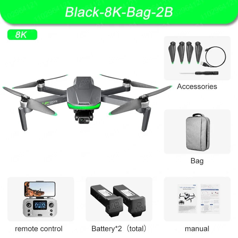 New S155 Pro Gps Drone 4k Hd Camera Aerial Photography Fpv 8K 3-axis Anti-shake Gimbal Brushless Motor Obstacle Avoidance Toys