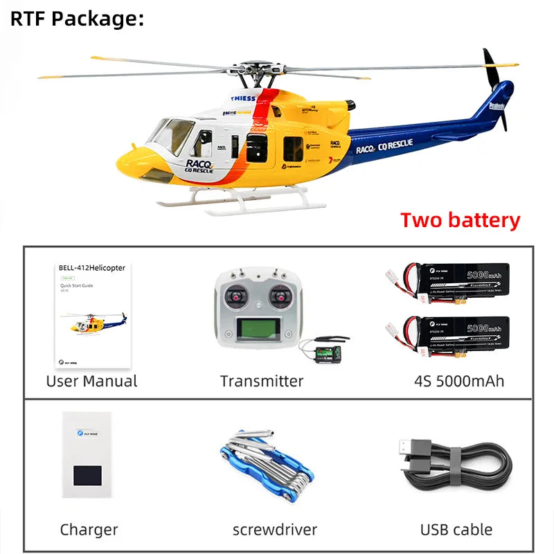 FLYWING Bell 412 scale Helicopter 1:16 6CH helicopter Brushless Motor bell412 rc helicopter 470 size ACE GPS Scale Helicopter