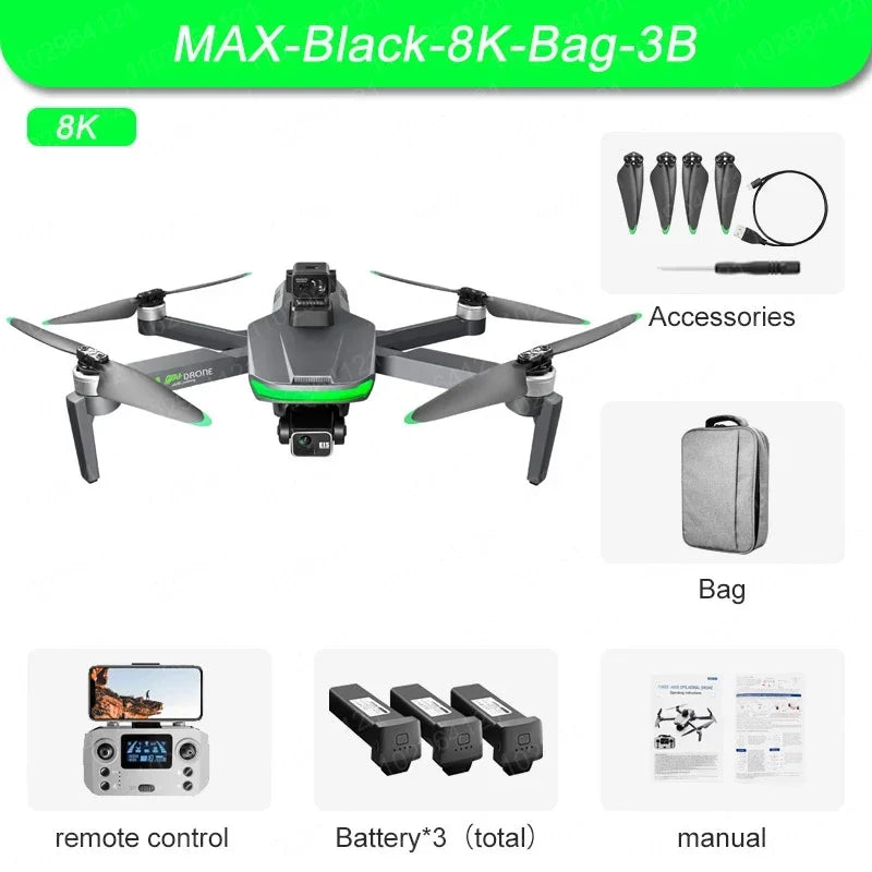 New S155 Pro Gps Drone 4k Hd Camera Aerial Photography Fpv 8K 3-axis Anti-shake Gimbal Brushless Motor Obstacle Avoidance Toys