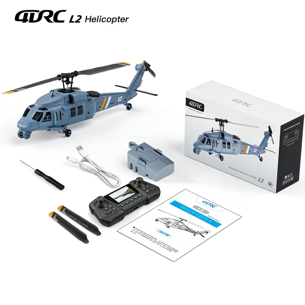 4DRC L2  RC Helicopter 2.4G 6-Aixs Gyroscope 4CH Altitude Hold 8K Aerial Helicopter Toys With Screen Remote for Children Gifts