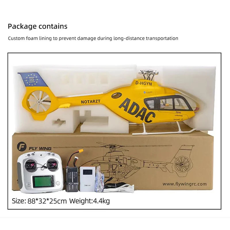 FLYWING EC135 Scale Helicopter ACE Flight GPS 470 class Four blades EC135 RC Helicopter Smooth Takeoff Landing 6CH RC Helicopter