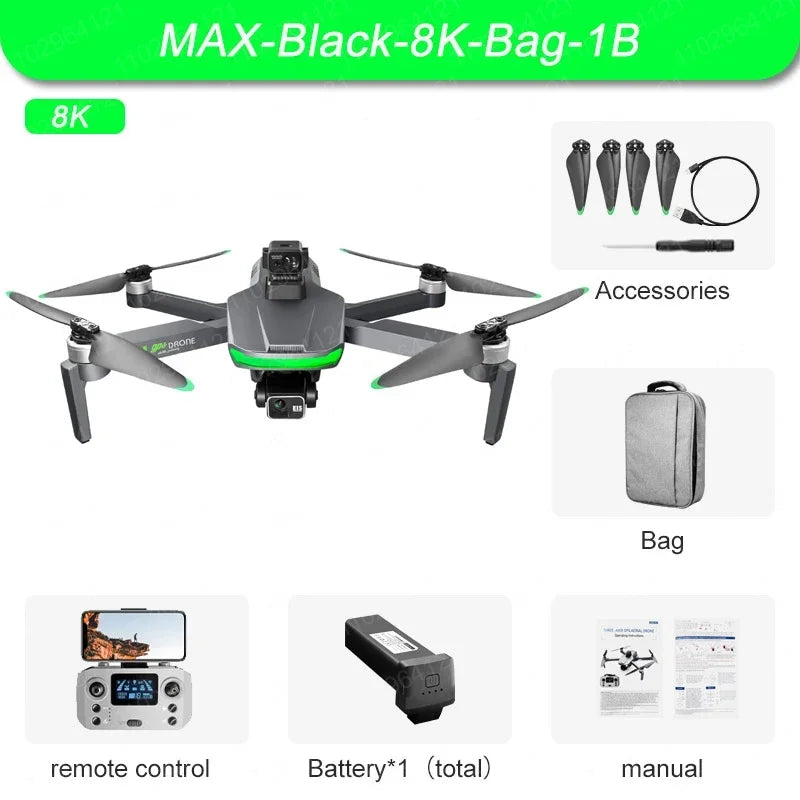 New S155 Pro Gps Drone 4k Hd Camera Aerial Photography Fpv 8K 3-axis Anti-shake Gimbal Brushless Motor Obstacle Avoidance Toys