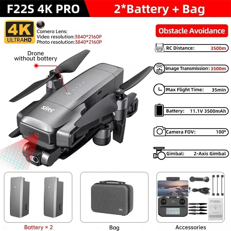 IN Stock SJRC F22 / F22S 4K Pro GPS Drone 4K Profesional RC Quadcopter With Camera 2 Axis Stabilized Gimbal 5G WiFi FPV Drones
