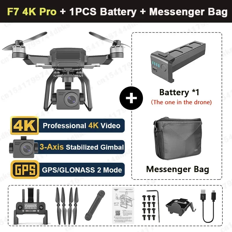 SJRC F7 4K PRO Camera Drone GPS HD 5G WiFi FPV 3KM 3 Axis Gimbal EIS Professional Brushless Quadcopter With Cam RC Foldable Dron