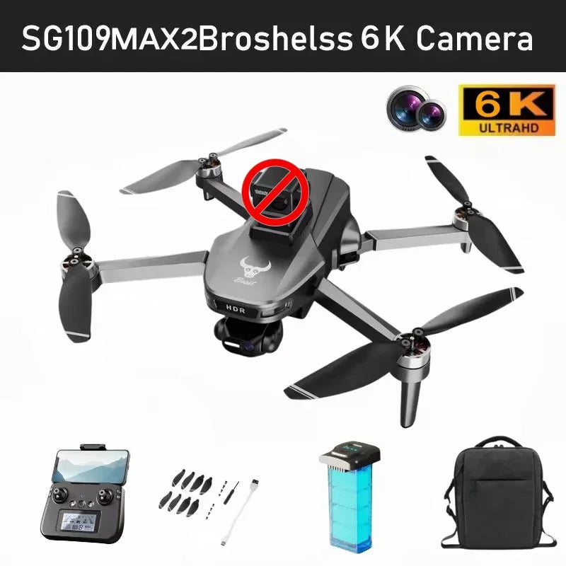 SG109 MAX2 8K HD dual camera GPS drone 3-axis gimbal 360 ° laser obstacle avoidance brushless quad-axis foldable aircraft