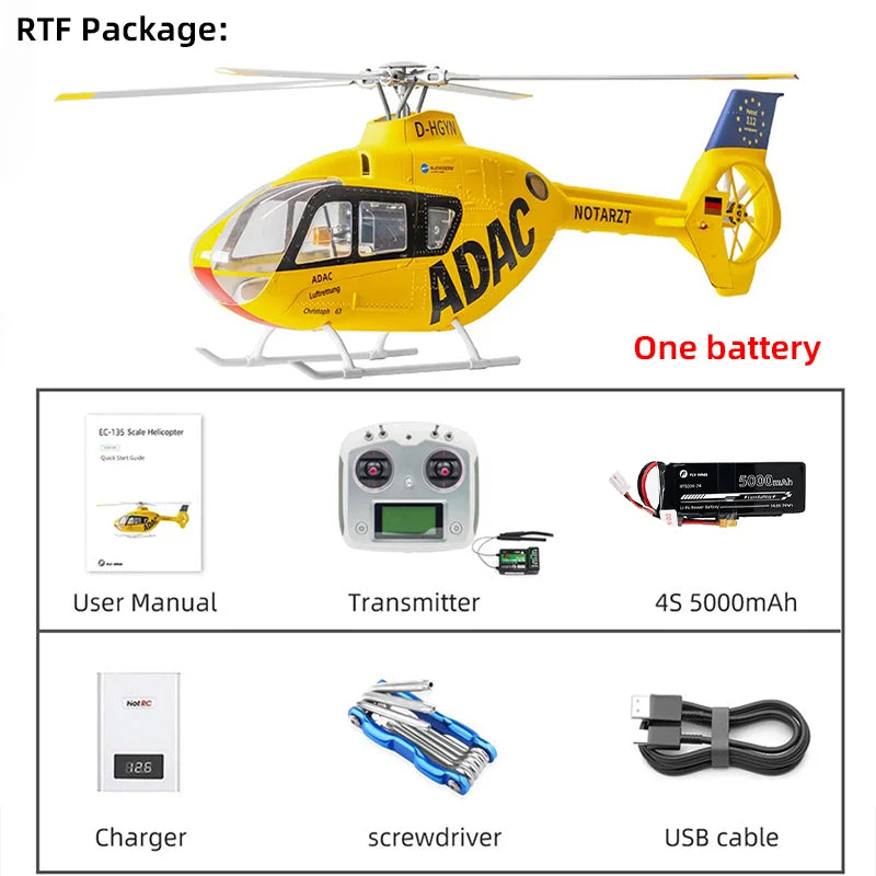 FLYWING EC135 Scale Helicopter ACE Flight GPS 470 class Four blades EC135 RC Helicopter Smooth Takeoff Landing 6CH RC Helicopter