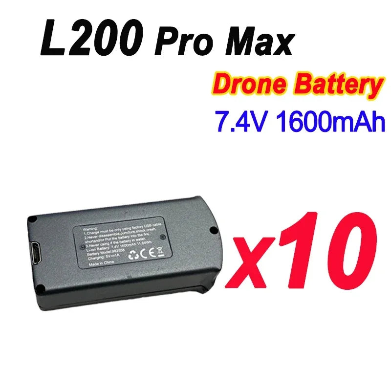 Original LYZRC L200 PRO MAX 4K Drone Battery 7.4V 1600mAh For L200 PROMAX RC Quadcopter Spare Battery Dron Parts Accessories