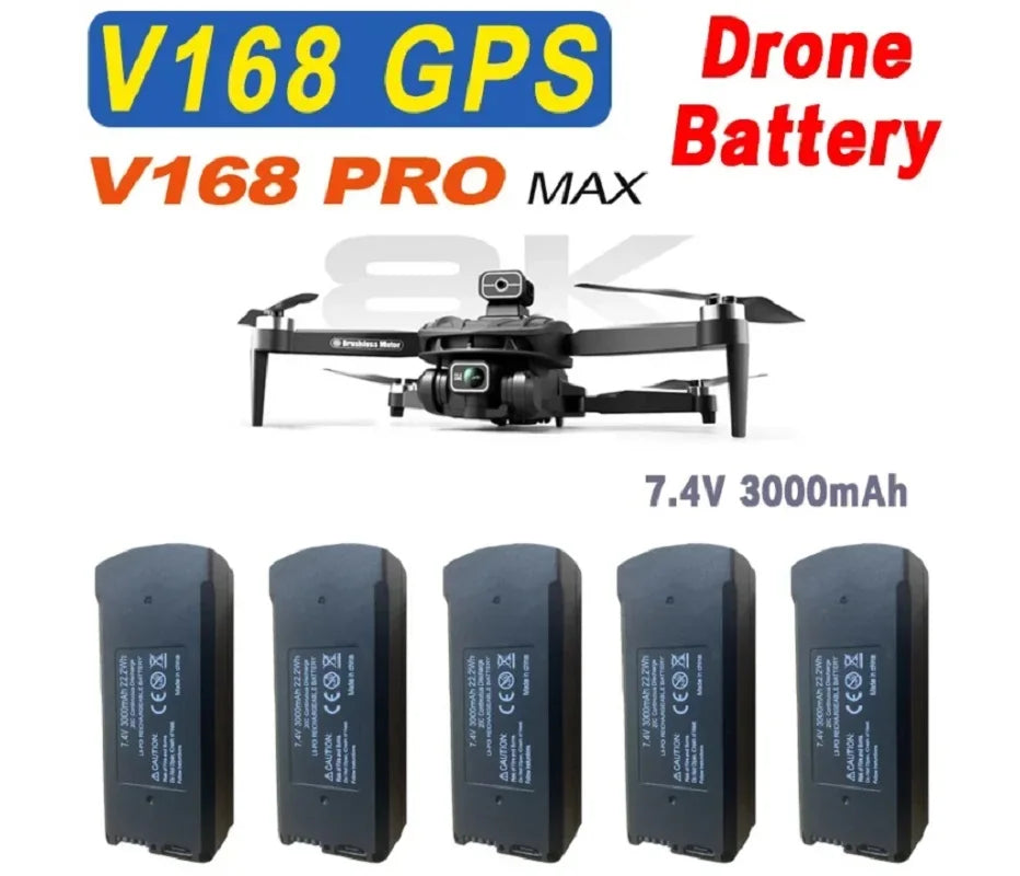 V168 Original Battery 7.4V 3000mAh for V168Pro Max Drone 3.7V 2000mAh Battery for V168Pro RC Quadcopter Essential Accessory