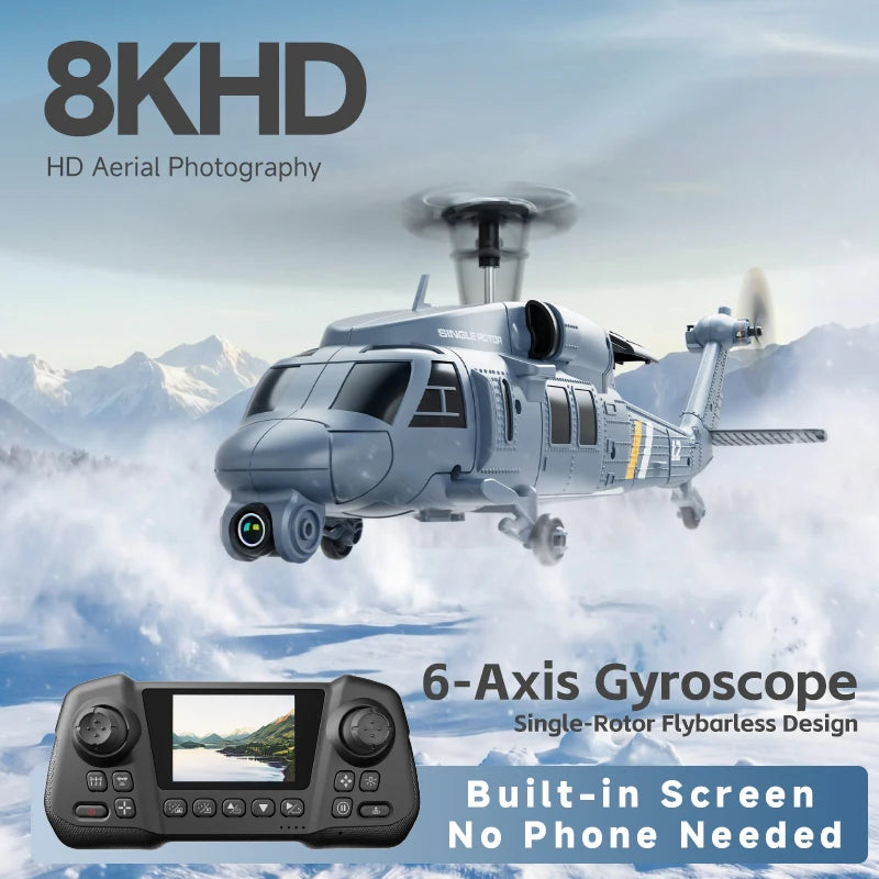 4DRC L2  RC Helicopter 2.4G 6-Aixs Gyroscope 4CH Altitude Hold 8K Aerial Helicopter Toys With Screen Remote for Children Gifts