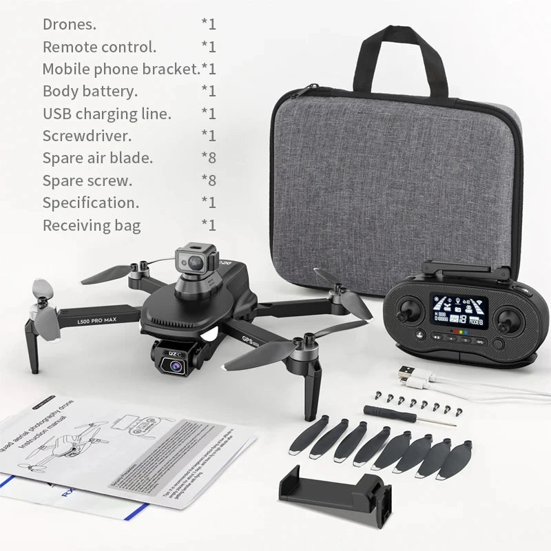 L500 PRO MAX GPS Drone 4K Professional HD Dual Camera 5G WIFI 360°Obstacle Avoidance Brushless Motor RC Quadcopter FPV Drones
