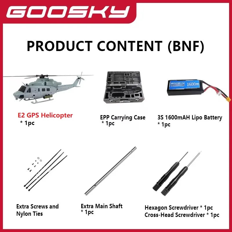 New Goosky E2 Gps 1/35 Rc Helicopter Dual Brushless Motor Tof Flight Control System Bnf/Rtf Remote Control Helicopter Toy Gift
