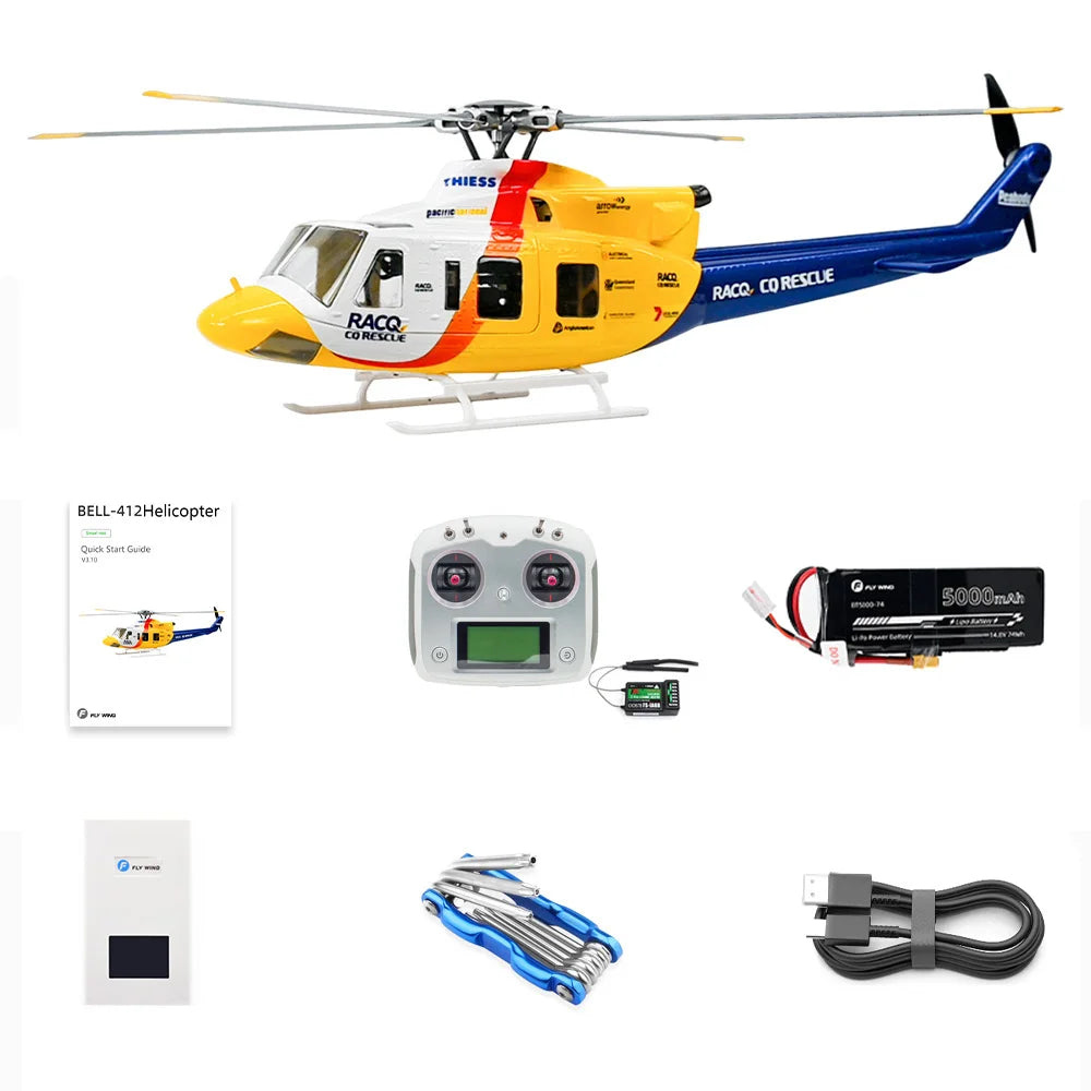 FLYWING Bell 412 scale Helicopter 1:16 6CH helicopter Brushless Motor bell412 rc helicopter 470 size ACE GPS Scale Helicopter