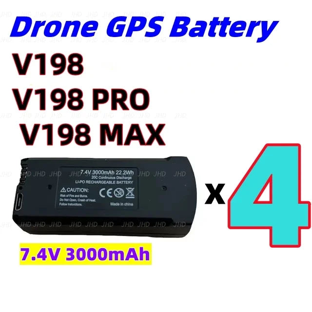 Original 7.4V 3000mAh V198 MAX PRO or V198 8K GPS RC Quadcopter or V198PRO Spare  Drone Battery Drone Parts
