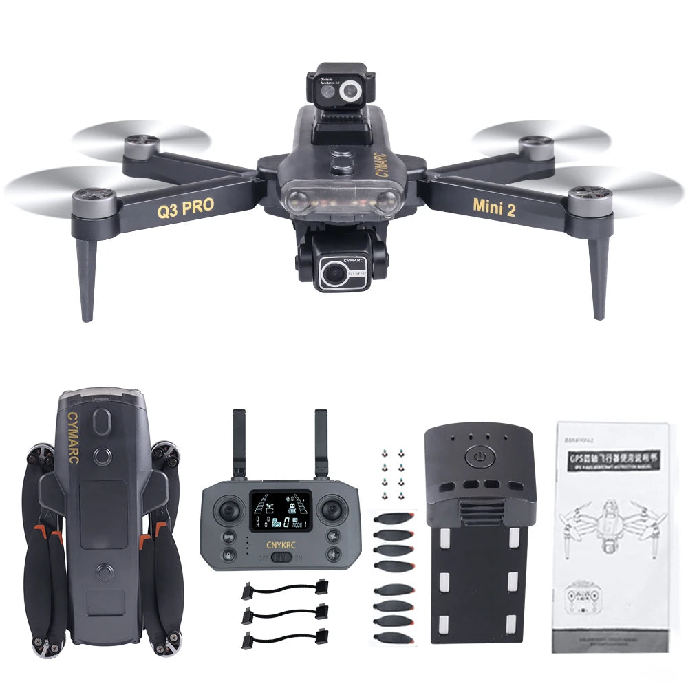 Q3PRO Mini2   GPS Drone With Camera EIS 3-Axis Gimbal FPV Dron 5G WIFI Brushless Motor Foldable 3KM RC Quadcopter