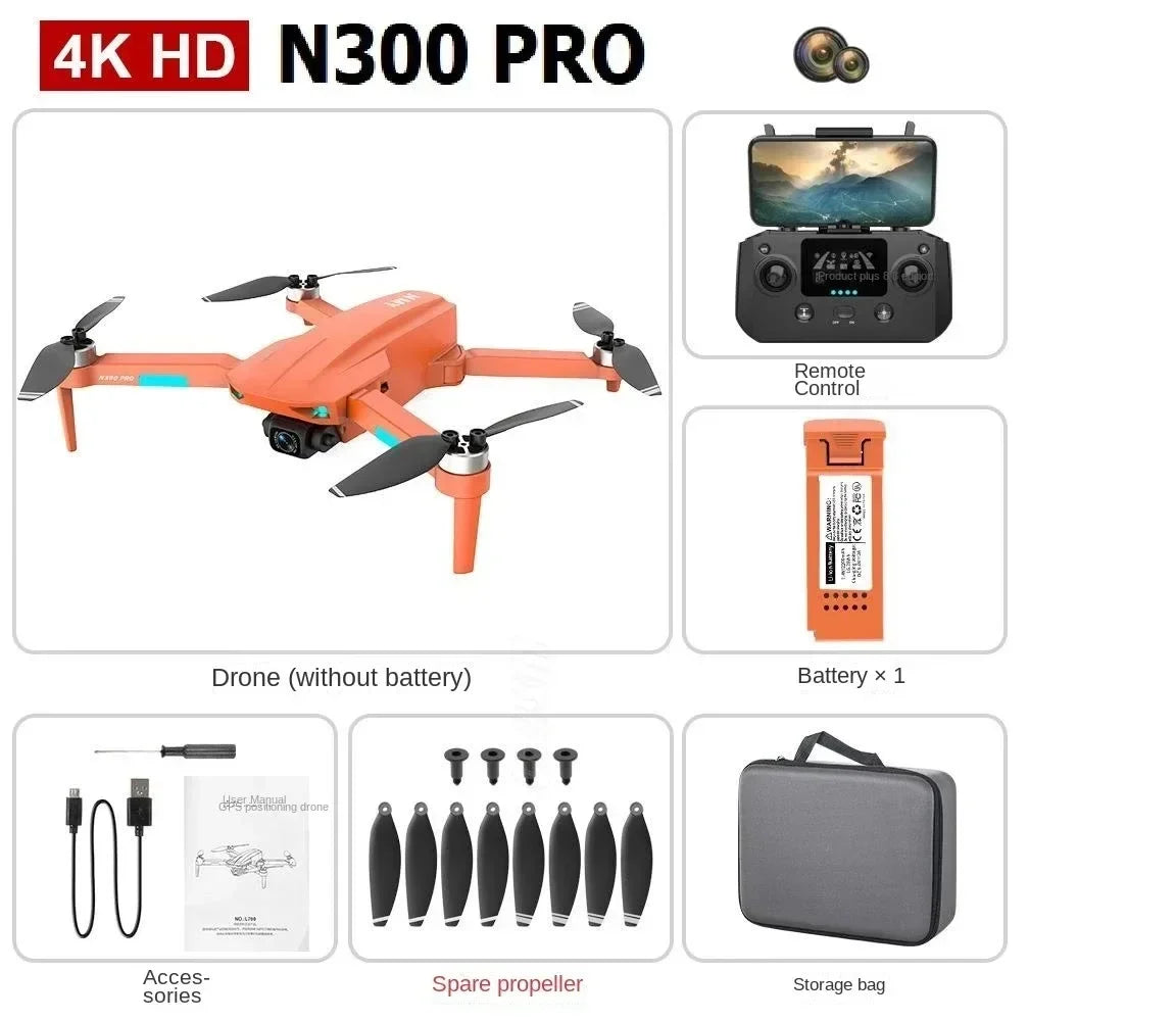 2025 N300 Pro Drone 4K Professional HD Dual Camera Wide Angle Optical 5G GPS 360 Obstacle Avoidance Brushless Quadcopter RC Toy