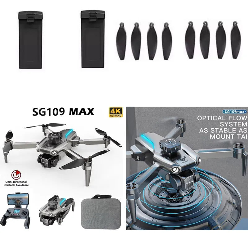 SG109 MAX RC Drone Spare Parts - 3.7V 2000mAh Replacement Battery + Propellers for SG109MAX Brushless Drone