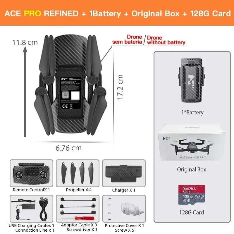 Hubsan ACE PRO Refined Drone With 4K HD Camera 15KM WIFI 3-axis Gimbal Brushless Quadcopter Obstacle Avoidance Professional Dron