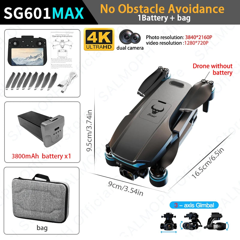 SG601 MAX Professional GPS Drone 4K Camera 3-Axis Gimbal 5G 6KM 6K Touch Remote Obstacle Avoidance FPV Brushless RC Drone