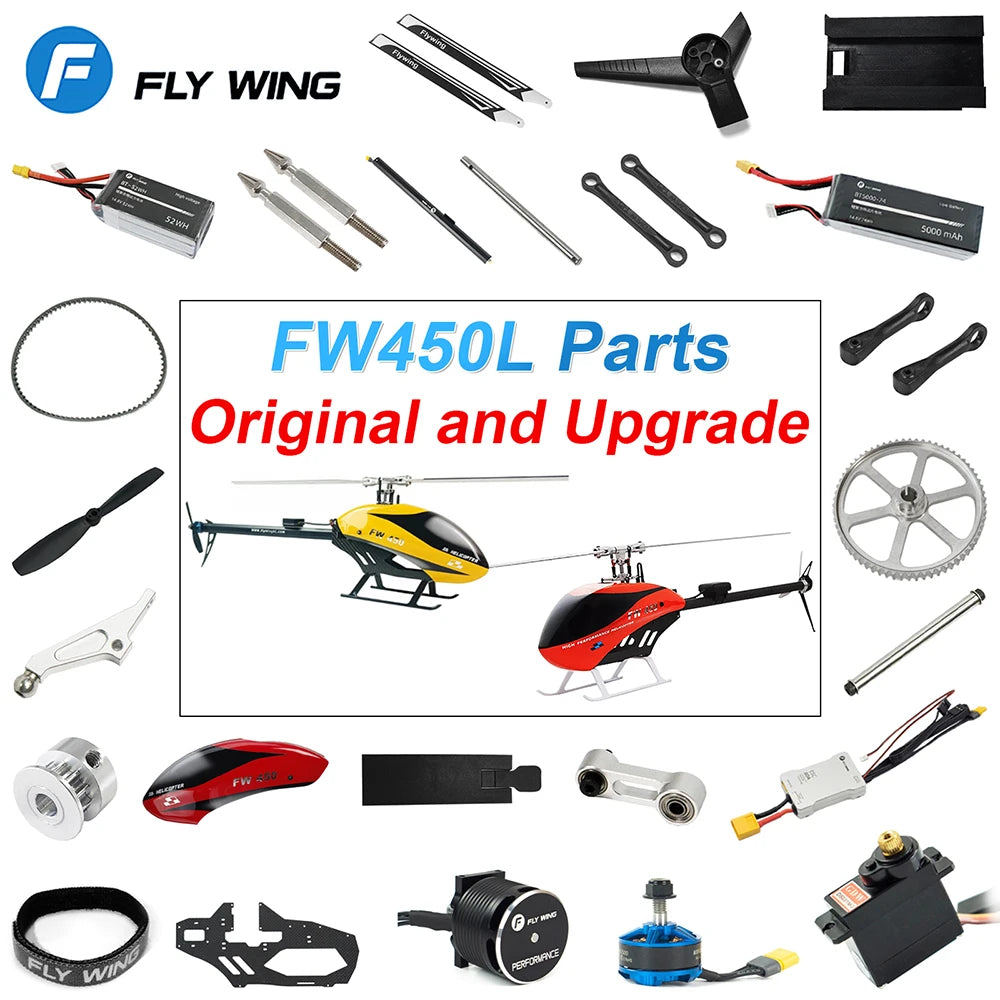 Flywing FW450L RC Helicopter Parts Battery Motor ESC Servo Main Shaft Gear Rotor Housing Control Arm Set Belt Original