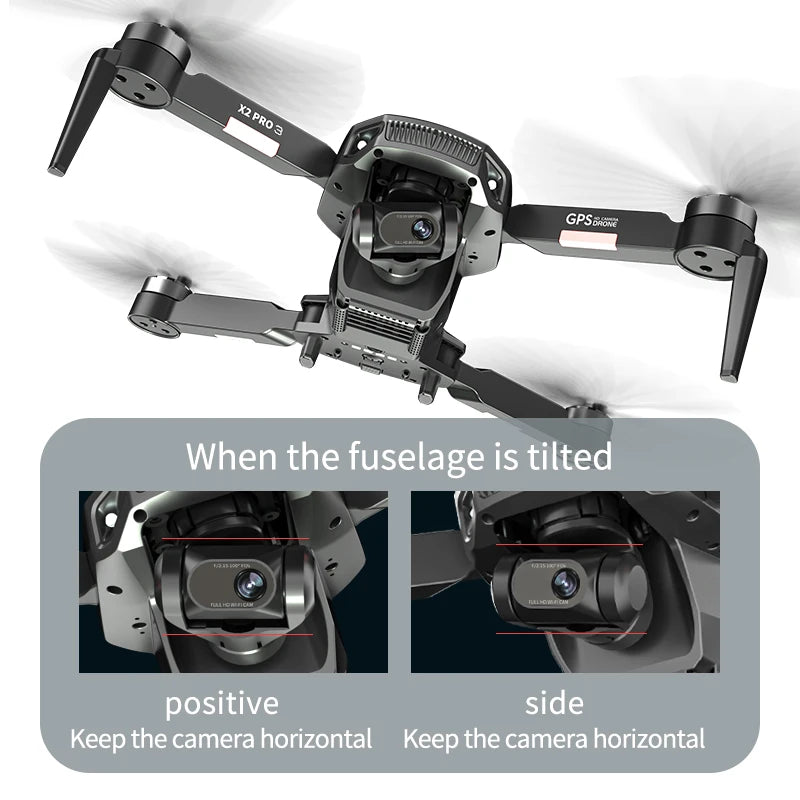 X2 Pro 3 Drone 4K Profesional 3-Axis Gimbal 4K Hd Dual Camera 5G GPS Dron Wifi FPV Brushless Motor RC Quadcopter VS L106 Pro