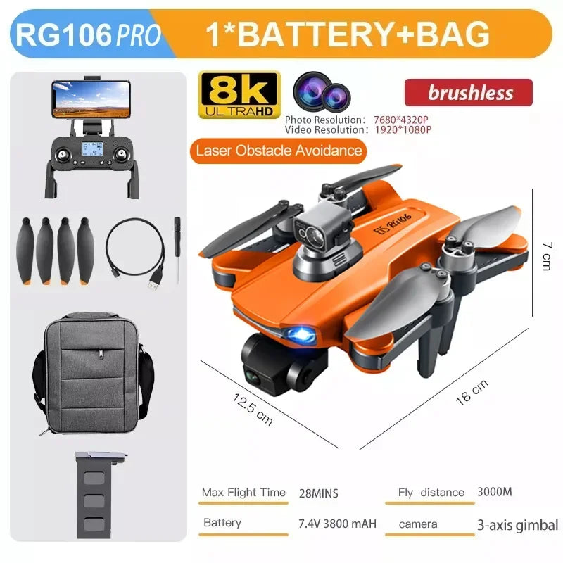 RG106 PRO Drone 8k Dual Camera Profesional GPS Drones With 3 Axis Brushless Rc Helicopter 5G WiFi Fpv Drones Quadcopter Toy