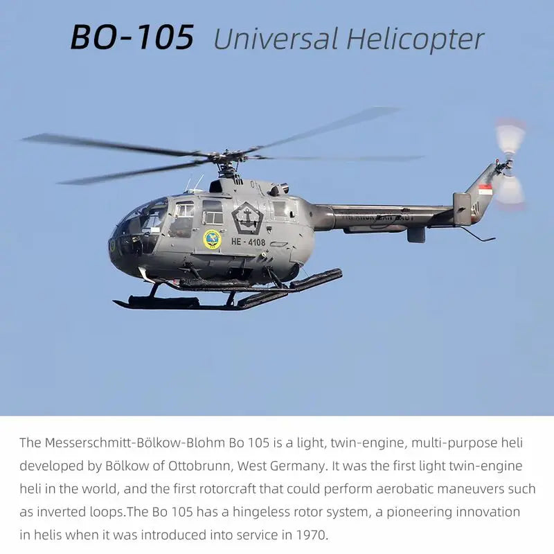 FLYWING 470 BO105 Navy Painted Simulation Remote Control Model Helicopter GPS Positioning Automatic Return RTF BO-105 Helicopter