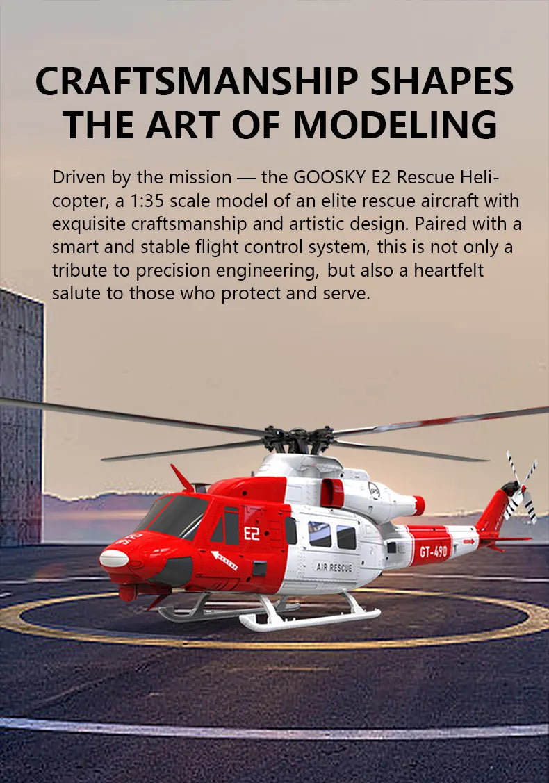 New Goosky E2 Gps 1/35 Rc Helicopter Dual Brushless Motor Tof Flight Control System Bnf/Rtf Remote Control Helicopter Toy Gift