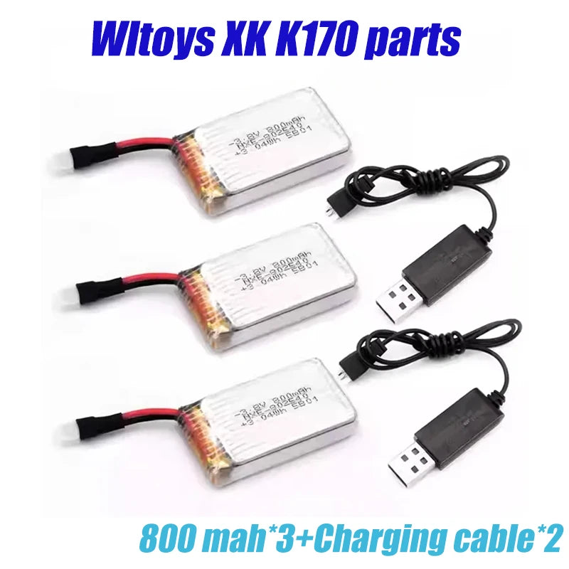 3.8V 800 Mah Lithium Battery Lipo Battery for Wltoys K170 UH-60L 2.4G 4CH 6-Axis Original Accessories lipo battery