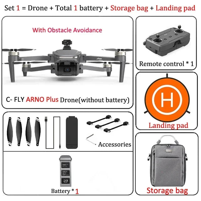 C-FLY ARNO Plus Drone 4K Camera 3-Axis Micro Gimbal With 360° Rotating Radar Obstacle Avoidance GPS FPV 32min 5KM RC Quadcopter