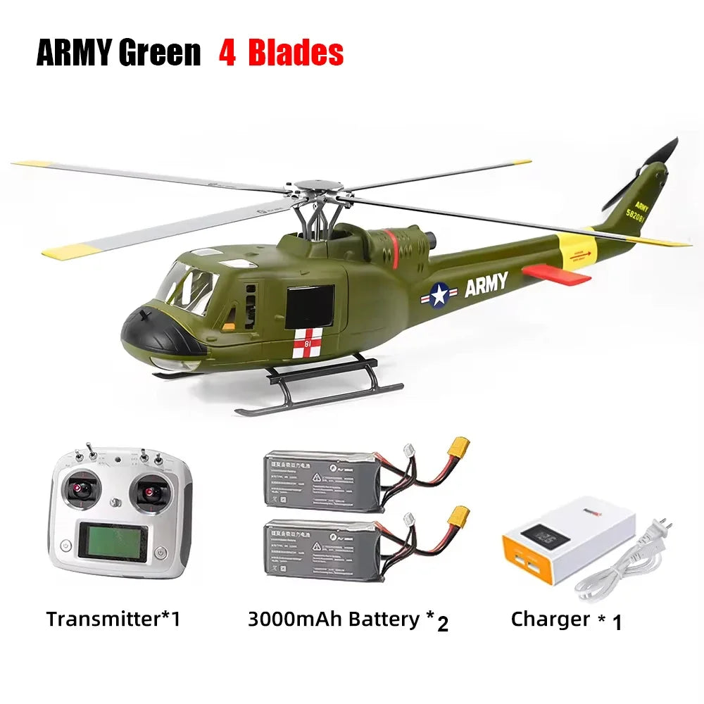 Four blade FLYWING UH1 V4 RC Scale helicopter with H1 GPS metal rotor 450 6ch RC Helicopter iroquois 450L UH1 V3 Huey helicopter