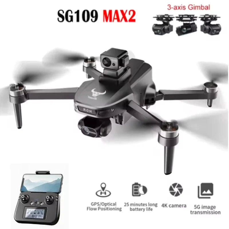 SG109 MAX2 8K GPS Drone - 3-Axis Gimbal Dual Camera 360° Obstacle Avoidance Foldable Brushless Quadcopter