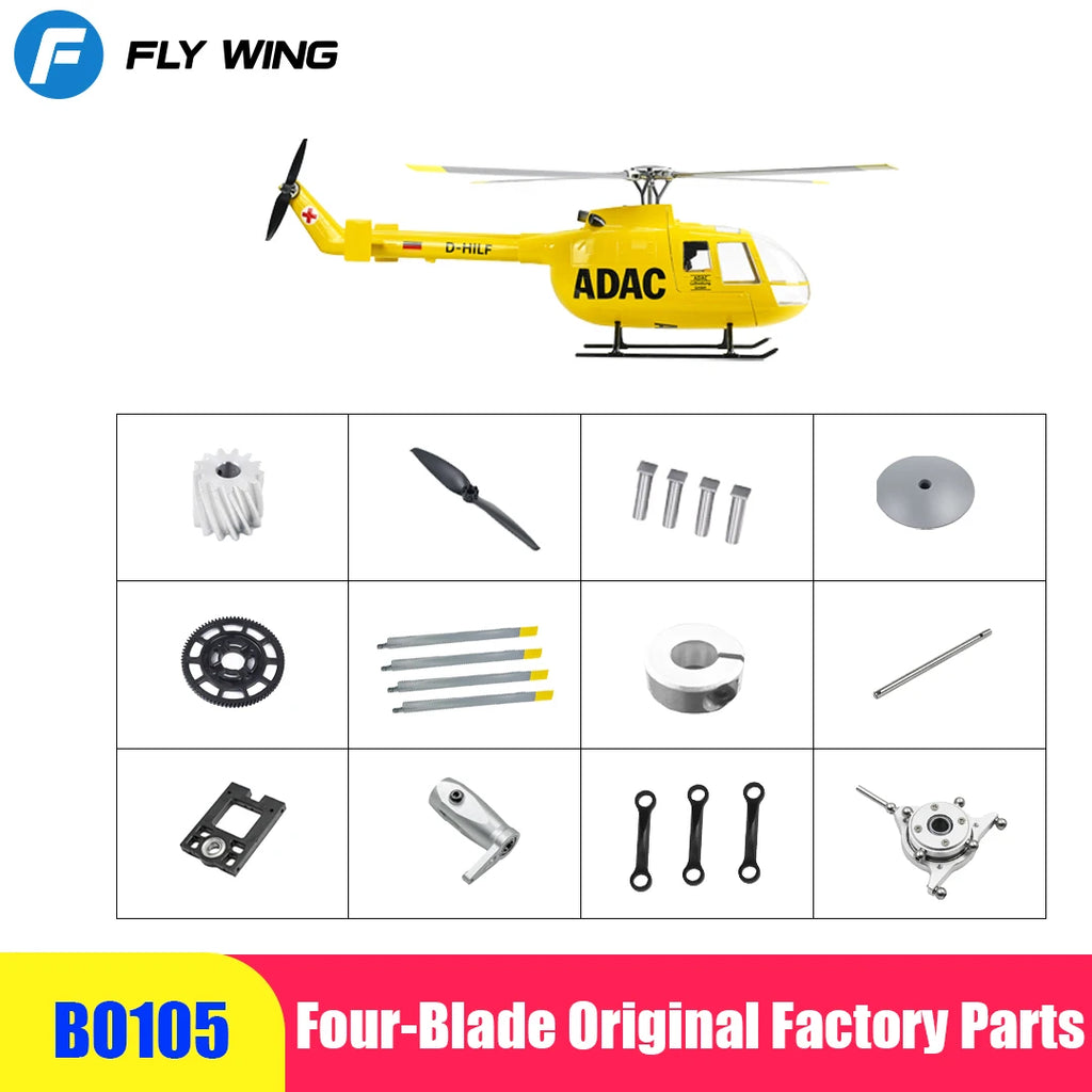 FLYWING BO105 RC helicopter parts Original Factory Battery Install Plate Tail Blade ESC Main Blade main shalf mainMotor RC Servo