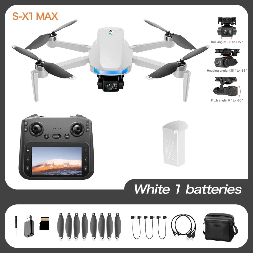 2025 S-X1 GPS pro Drone 8K HD Camera 3-Axis Anti-Shake Gimbal EIS 5G Screen Control Brushless Quadcopter RC Toy Gift