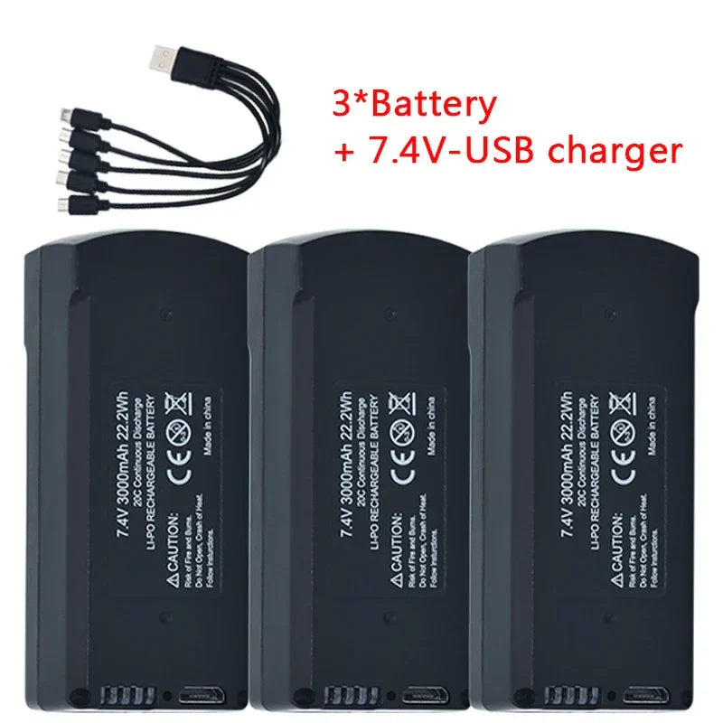 V198 PRO MAX brushless GPS obstacle avoidance remote control drone quadcopter accessories 7.4V 3000Mah battery USB/5To1 cable