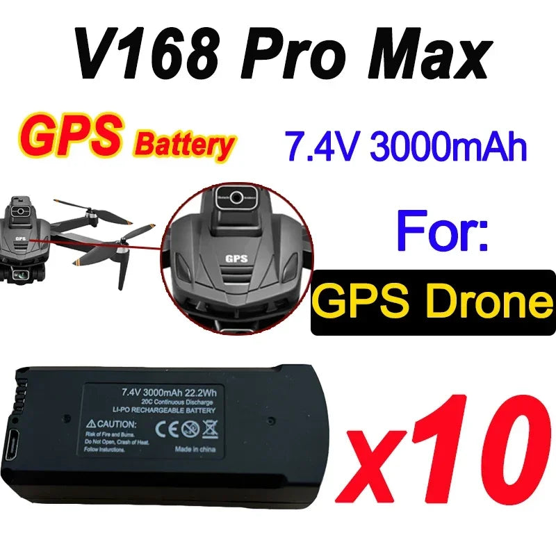 V168 Original Battery 7.4V 3000mAh for V168Pro Max Drone 3.7V 2000mAh Battery for V168Pro RC Quadcopter Essential Accessory