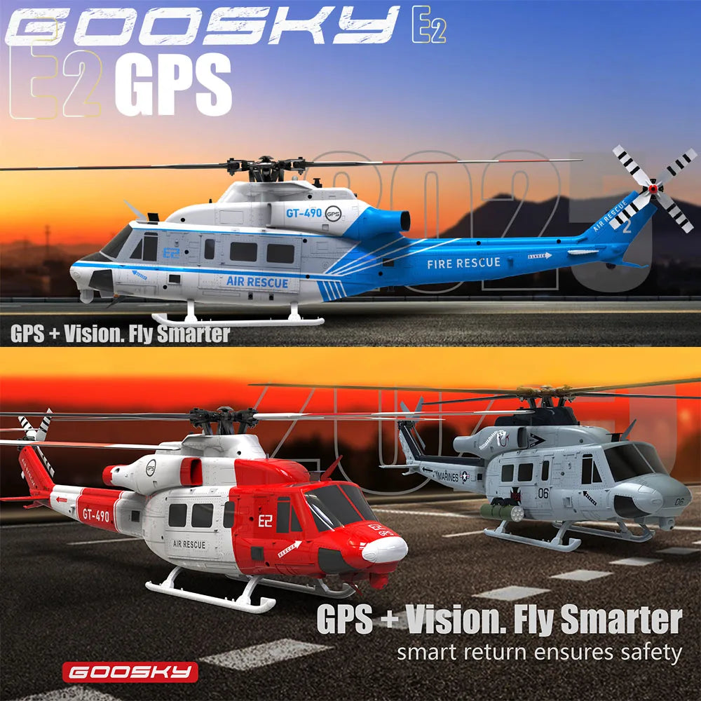 NEW Goosky E2 Gps 1/35 Rc Helicopter Dual Brushless Motor Tof Flight Control System Bnf/Rtf Remote Control Helicopter Toy Gift