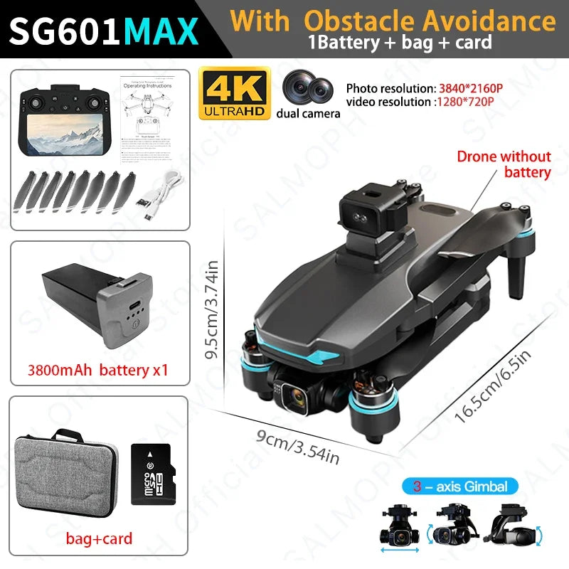 SG601 MAX Professional GPS Drone 4K Camera 3-Axis Gimbal 5G 6KM 6K Touch Remote Obstacle Avoidance FPV Brushless RC Drone