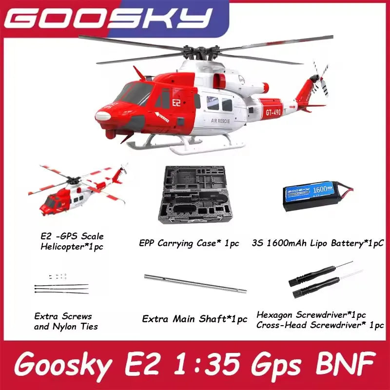 New Goosky E2 Gps 1/35 Rc Helicopter Dual Brushless Motor Tof Flight Control System Bnf/Rtf Remote Control Helicopter Toy Gift