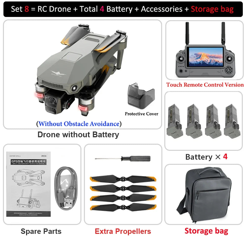 KF100 MAX GPS Drone 4K Camera 3-Axis Gimbal WIFI Obstacle Avoidance Touch Screen FPV Brushless EIS Electronic RC Quadcopter Toys