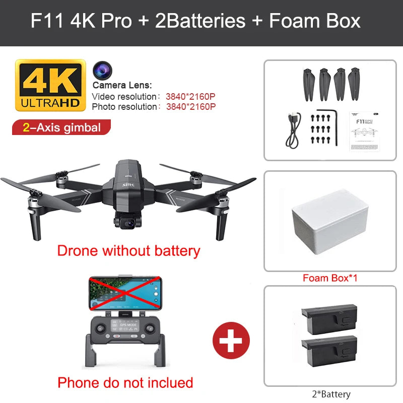 SJRC F11 Pro 4K F11s Pro 4K Camera Drone GPS 5G FPV HD 2 Axis Stabilized Gimbal EIS Professional Brushless Quadcopter RC Dron