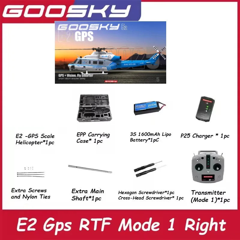 NEW Goosky E2 Gps 1/35 Rc Helicopter Dual Brushless Motor Tof Flight Control System Bnf/Rtf Remote Control Helicopter Toy Gift