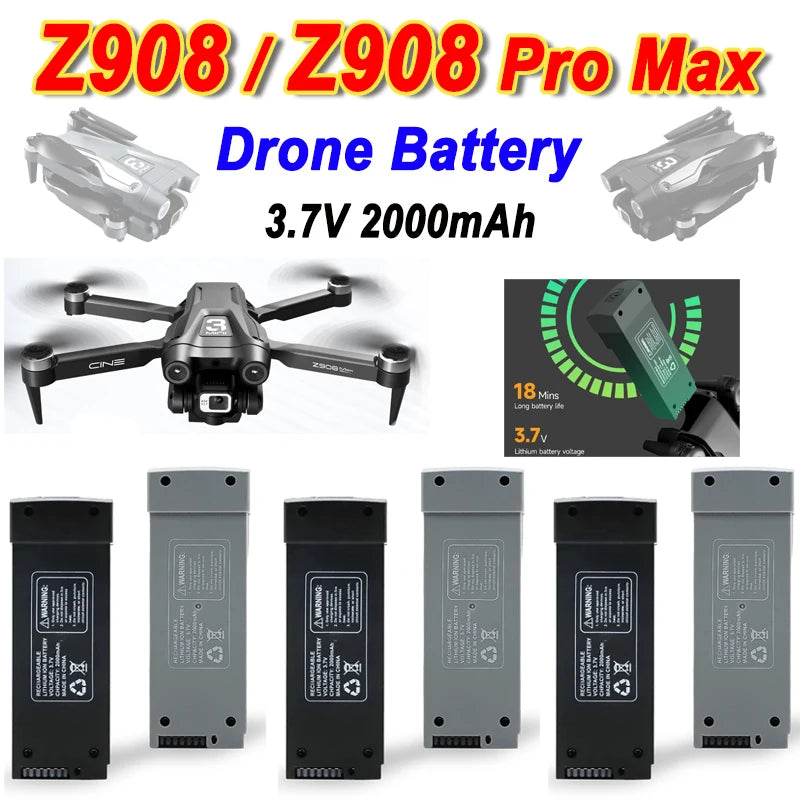 Original  Z908 Max Drone Battery 3.7V 2000mAh  For Z908 ProMax Dron Battery Z908 Lipo Battery Accessories Parts