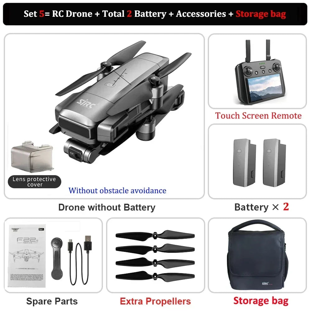 SJRC F22 S3 PRO Drone 4K Professional Camera GPS HD 5G WiFi FPV 3-Axis Gimbal EIS Brushless Foldable RC Quadcopter Toys For Kids