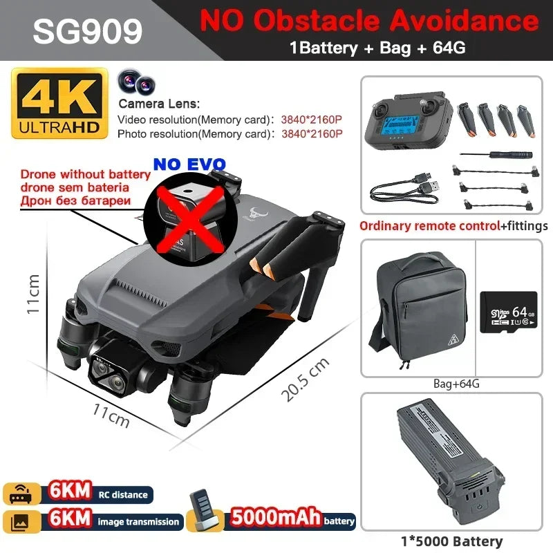ZLL SG909 SG909MAX Professional Drone With 4K Camera 3-Axis Gimbal 5G 360 Obstacle Avoidance Touch Screen FPV Brushless RC Dron